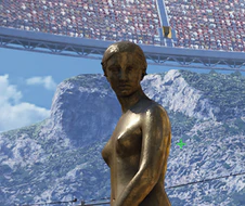 The statue on Monaco in the foreground of a mountain