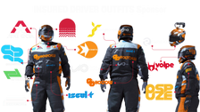 The HOLTOW Insured Driver Set features numerous sponsors on the suit, with COMETA being one of them.