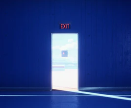 The grid lined up with the exit door